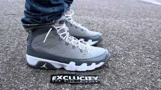 AIR JORDAN RETRO 9 quotCOOL GREYquot ON FEET EDITION  EXCLUCITY [upl. by Nottus910]