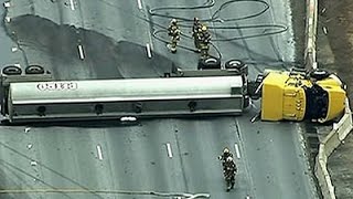 Raw Truck Overturns on I95 in Maryland [upl. by Sebastian296]