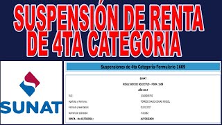 Como emitir Suspensión de Cuarta Categoría  SUNAT [upl. by Imuya7]