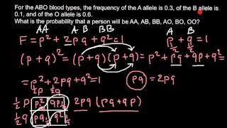 Population genetics and ABO allele frequency problem [upl. by Ailak]