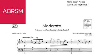 ABRSM Piano Grade 2 20252026 A2 Moderato First movement from Sonatina in G WoO Anh 5 by Beethoven [upl. by Cid]