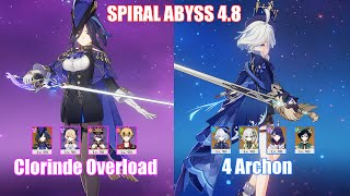 C0 Clorinde Overload amp 4 Archon  Spiral Abyss 48  Genshin Impact [upl. by Primalia701]