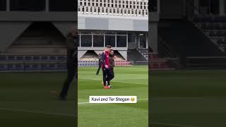 Xavi and Ter Stegen share a moment at Barcelona training 🥺 via fcbarcelonaTT shorts [upl. by Henri]