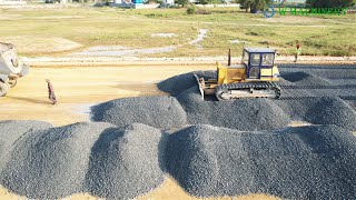 Perfect Dozer Komatsu Spreading Gravel Installing Foundation New Roads  Bulldozer Working Skills [upl. by Audley]