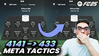 AMAZING 4141 TO 433 BEST META FORMATION AND CUSTOM TACTICS IN FC 25 ULTIMATE TEAM [upl. by Emiline]