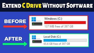 How to Extend C Drive in Windows 10 amp 11 without any Software 2024 [upl. by Raines557]