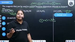 The reagents that can be used to convert benzene diazonium chloride to benzene arei \SnCl 2 [upl. by Kalila]