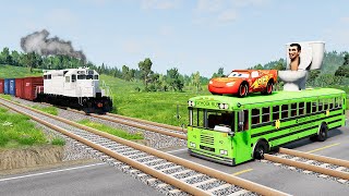 TRANSPORTING PIXAR CARS amp FRUITS WITH COLORED amp JOHN DEERE vs CLAAS vs TRACTORS  BeamNGdrive 962 [upl. by Nos832]