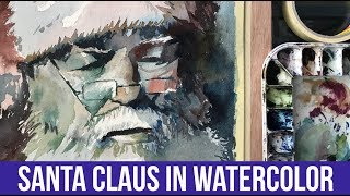 Painting Santa Claus in Watercolor  Time Lapse [upl. by Nunes]