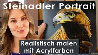 Realistische Acrylmalerei  Ich zeige euch den Prozess  Steinadler Portrait [upl. by Kempe471]