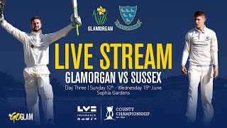 🔴 Glamorgan v Sussex  LV County Championship l Day Three [upl. by Tillie]