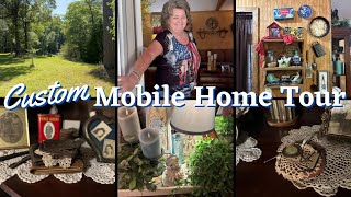 CUSTOM MOBILE HOME TOUR  It is full of family treasures  thrifted home [upl. by Lorenz]