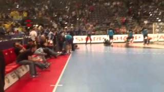 Barca and Kielce warmup 2013 VELUX EHF FINAL4 [upl. by Zonda623]