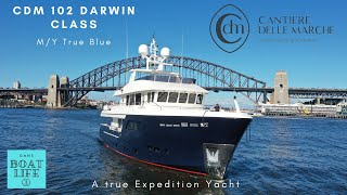 Cantiere delle Marche 102 Darwin Class  Drone flight entering Sydney Harbour [upl. by Lunette223]