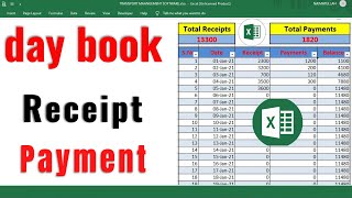 How to Create DAY BOOK in Excel  Receipt amp Payment Account with Day Book Learning Center [upl. by Barris]