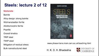 Steels martensitic transformation part 2 Lecture 2 of 12 [upl. by Rosati]