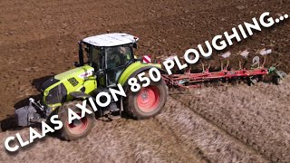 4Kᵁᴴᴰ March 2024 Claas Axion 850 ploughing amp a Kverneland LS Variomat 6 furrow plough in Suffolk [upl. by Aniretake]