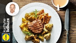 Grilovaný steak s bylinkami a pepřovou omáčkou  Roman Paulus  RECEPTY KUCHYNE LIDLU [upl. by Xever]