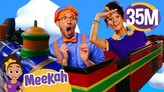 Meekah amp Blippis Train Ride  Educational Videos for Kids  Blippi and Meekah Kids TV [upl. by Roe197]