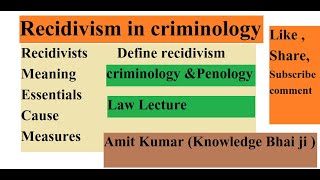 Recidivism in criminology I Criminology amp Penology I [upl. by Driscoll]