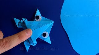 Origami Frosch falten  Hüpfenden Frosch basteln mit Papier  Lustiges DIY Geschenk basteln [upl. by Trilbee]