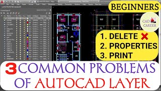 3 COMMON PROBLEMS OF AUTOCAD LAYER  AUTOCAD LAYER SETTINGS [upl. by Eelesor34]