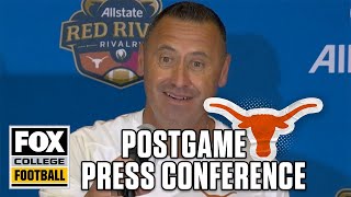 Postgame Interview Steve Sarkisian Quinn Ewers after Texas dominates Oklahoma in Red River Rivalry [upl. by Dorsman]