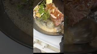 Cooking a bison New York strip steak in a castiron skillet cooking steak recipes howto kitchen [upl. by Rashidi780]