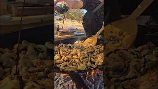 Chicken and mushroom feed 🍄‍🟫🍗 mushroom chicken asmr food cooking outdoor camping shorts [upl. by Darleen]