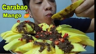 CARABAO MANGO WITH SPICY SAUCE 🦐 mango asmr mukbangphillipines bagoong manga alamang [upl. by Nylekoorb236]