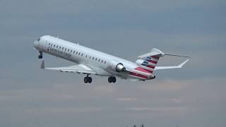 American Eagle CRJ900 Fast Morning Takeoff at MHT [upl. by Andre]