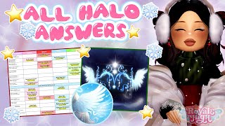 🎄ALL HALO ANSWERS✨ FOR GLITTERFROST 2024 HALO  Royale High Glitterfrost [upl. by Llehcear311]