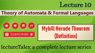 110 Myhill Nerode Theorem for regular languages Automata [upl. by Niwrek244]