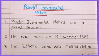 10 lines on Pandit Jawaharlal Nehru  Pandit Jawaharlal Nehru 10 lines in english  10 lines essay [upl. by Bernardina]