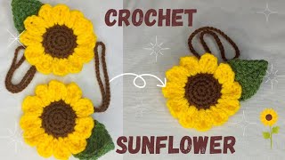 How to crochet a sunflower keychain 🌻  beginner friendly tutorial [upl. by Nashbar]