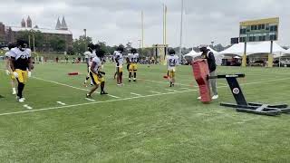 Steelers Sights and Sounds George Pickens Calvin Austin Wide Receivers Work on Blocking  SN [upl. by Alleon]