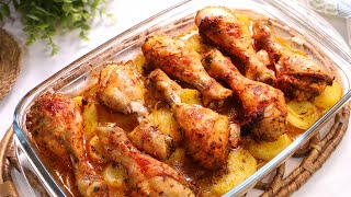 Pollo al Horno Asado con Patatas y Cebolla  Receta muy Fácil Abundante y Económica [upl. by Atil]