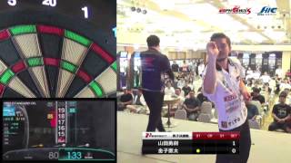 【PERFECT2015 第9戦 男子決勝】山田勇樹 v 金子憲太 速報版 ＊9Dart Finish で決めた勝利の瞬間！ [upl. by Dareen]