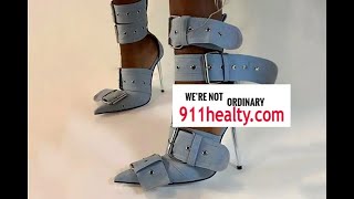 12cm High Heels Denim Metal Rivet Buckle Sandals Shoes [upl. by Hayotal]