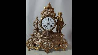 French Gilded Romantic table clock Japy Freres movement [upl. by Quillan941]