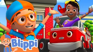 Blippi and Meekah go on a Road Trip to the Fire Station  Blippi and Meekah Podcast [upl. by Ariad]