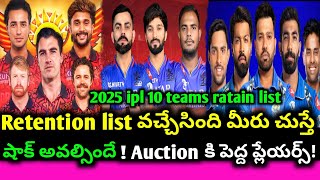 2025 ipl 10 teams retention list  cric news telugu channel [upl. by Britte]