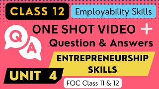 Entrepreneurship Skills Class 12 One Shot Video with Question Ans Unit 4  Employability Skills [upl. by Keare]