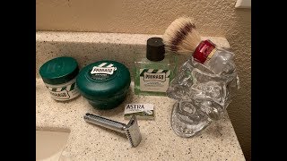 Sunday Shave with Muhle R41 Astra Green Blade Semogue Boar Brush Proraso Green Soap amp Aftershave [upl. by Lorre]