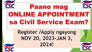 Paano mag online appointment sa CSC EXAM 2024 [upl. by Lanevuj832]