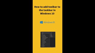 How to add toolbar in taskbar in windows 10 Shorts [upl. by Eceeryt]