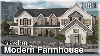 BLOXBURG  Modern Farmhouse Mansion Speedbuild exterior [upl. by Egag]