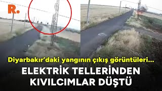 Diyarbakır’da elektrik tellerinden düşen kıvılcımların neden olduğu yangın kamerada [upl. by Ecaroh]