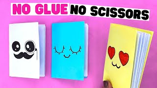 How to make ONLY PAPER diy MINI NOTEBOOK Easy origami notebook no glue no scissors [upl. by Ardnuhs904]