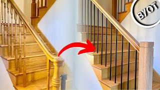 MODERN STAIR RAILING REMODEL  START TO FINISH Part 1 of 2 [upl. by Troxell]